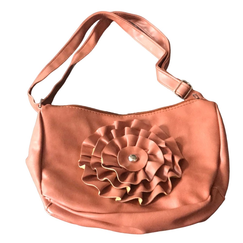 FAUX LEATHER SOFT BROWN CROSSBODY BAG